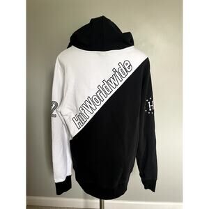 HUF Worldwide- Hoodie - Black and white with stitching